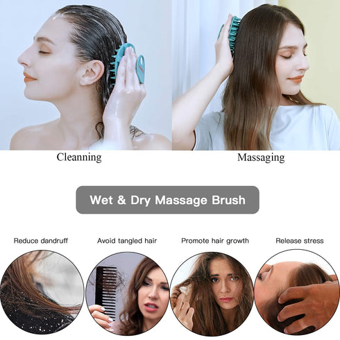 INNERNEED Scalp Massager Shampoo Brush - Wet & Dry Manual Scalp Care Head Scrubber for Hair Growth, Dark Green