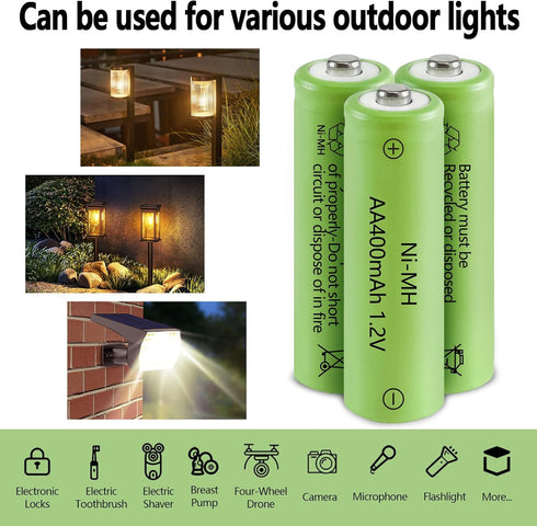 JINTION Solar Rechargeable Ni-MH AA Batteries AA 400 mAh Battery 8 Pack