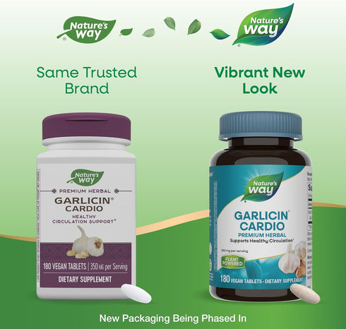 Nature's Way Premium Herbal Garlicin Cardio, 350 mg per serving, 180 Count
