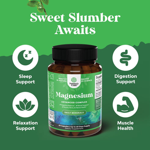 High Absorption Magnesium Complex Supplement - 500mg Magnesium Oxide & 500mg Magnesium Citrate for Sleep Support