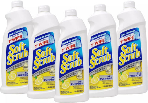 Soft Scrub Total All Purpose Bath & Kitchen Cleanser, Lemon Scent 24 oz (Pack of 5)