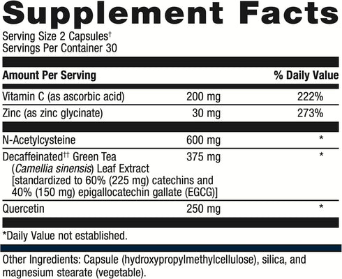 Metagenics Immune Active, 200 mg Vitamin C, 30 mg Zinc, Immune Health Support, Gluten-Free, 60 Capsules