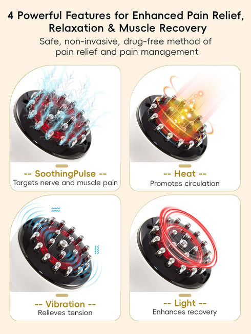 Kitusi Sciatica Pain Relief Devices Deep Tissue Massager with Multi-Mode Technology, Heat & Light, Targeted Relief