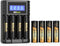 MXBatt AA Batteries Rechargeable with LCD Charger, 1.5V 3400mWh High Capacity, 8 Packs