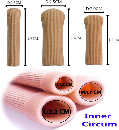 ERGOfoot 6 Pack Toe Caps - Close Finger Toe Sleeve Tubes Gel Rubbing Tube to Prevent Bunions, Hammertoes