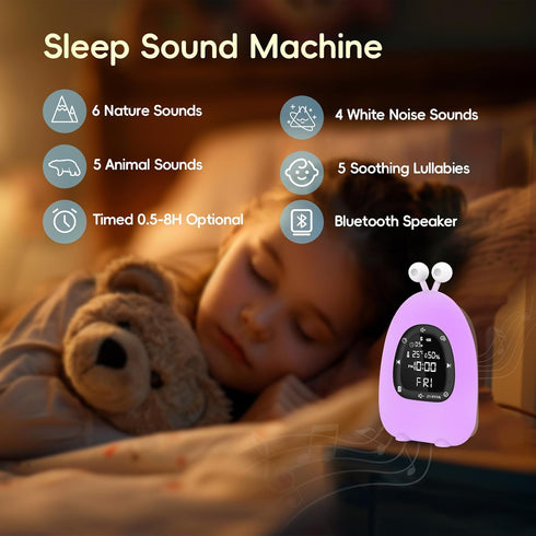 JAMYOK 20 10 Dimmable Sunrise Alarm Clock Wake Up Light, White Noise Sound Machine with Soothing Sounds, Night Lights