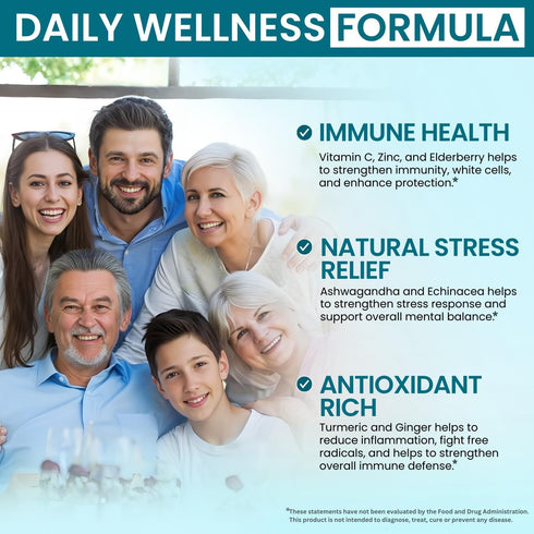 Immune 8-in-1 5000 120 Elderberry Support Supplement Formula with Echinacea, Vitamin C & Zinc, Vitamin D IU, Turmeric