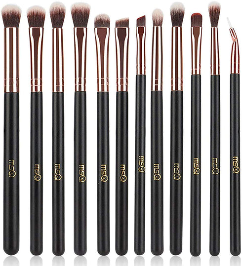 MSQ Eye Makeup Brushes Set, 12pcs Rose Gold Eyeshadow Brushes with Soft Synthetic Hairs & Real Wood Handle for