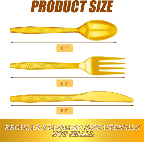 180 Pcs Heavy Duty Plastic Silverware Set, Red Black Gold Disposable Cutlery for Graduation Wedding Party Dinner