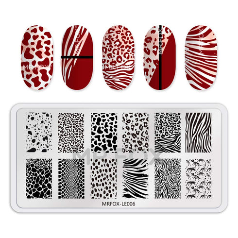 Mr. Fox Nail Printing Board Set - Halloween Flame Leopard, Zebra and Snake Motifs Nail Art DIY Stamping Template