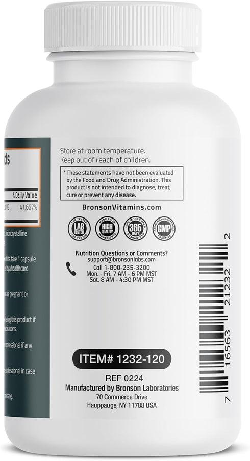 Bronson Vitamin B1 Extra Strength - 500 MG High Potency, Non-GMO, 120 Capsules
