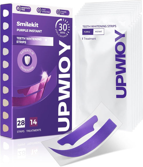 UPWIOY Teeth Whitening Strips, 14 Treatments Purple Whitening Strips, Pap Formula Teeth Whitening