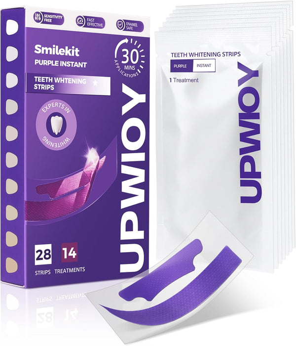 UPWIOY Teeth Whitening Strips, 14 Treatments Purple Whitening Strips, Pap Formula Teeth Whitening