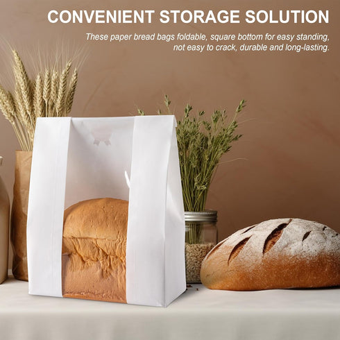 Hoewina 25PCS 25PCS (13.7x8.3x3.5 inch, Paper Bread Bags, Large Sourdough Bread Bags for Homemade Bread Bakery Storage