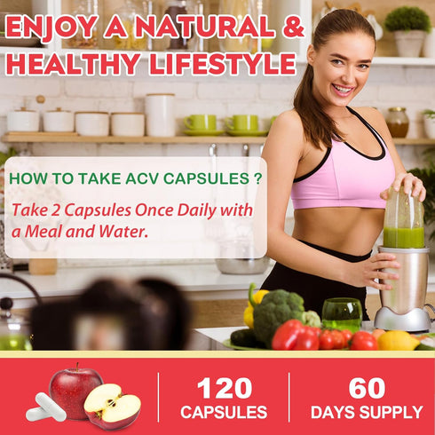 Yerhove Immune, 120 Apple Cider Vinegar Capsules with Mother, ACV Pills Supplements with Organic Cayenne Pepper