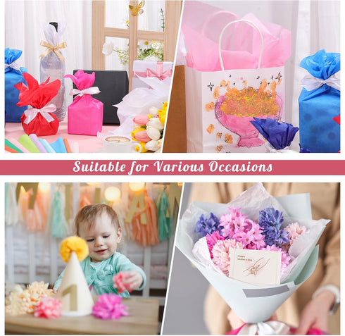 160 Sheets Colored Tissue Paper Bulk, 14 X 20 Inches for Gift Bags, DIY Crafts, Weddings, and Birthdays