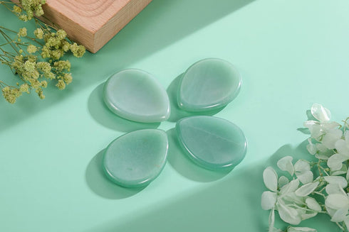 CrystalTears Green Aventurine Crystal Worry Stone, Polished Healing Crystals Pocket Palm Stone for Anxiety Relief