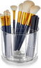 Makeup Brush Holder Organizer - 360° Rotating Clear Storage Cup for Vanity, Desk, Countertop, Spinning Pen Holder