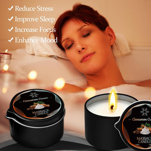 LCZLUMIPRO Set, 6 Pack 2.35oz, 6 Massage Candle Low Temperature Soy Wax Candles that Melt into Nourishing Body Oil