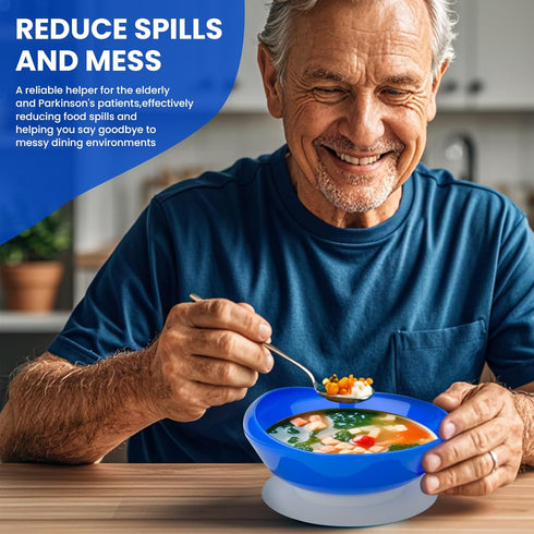 2Pack Spill Proof Scoop Bowl with Non-Skid Suction Base, Adaptive Self-Feeding Dinnerware for Elderly and Disabled