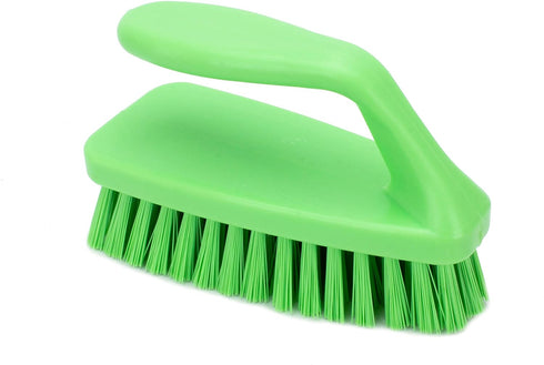 SPARTA Scrub Brush with Iron Shaped Handle and Stiff Bristles, Heavy Duty Scrubber Brush for Kitchen, Bathroom, Shower, Tile, Sink, Carpet and Bakepans, Polypropylene, 6 Inches, Lime