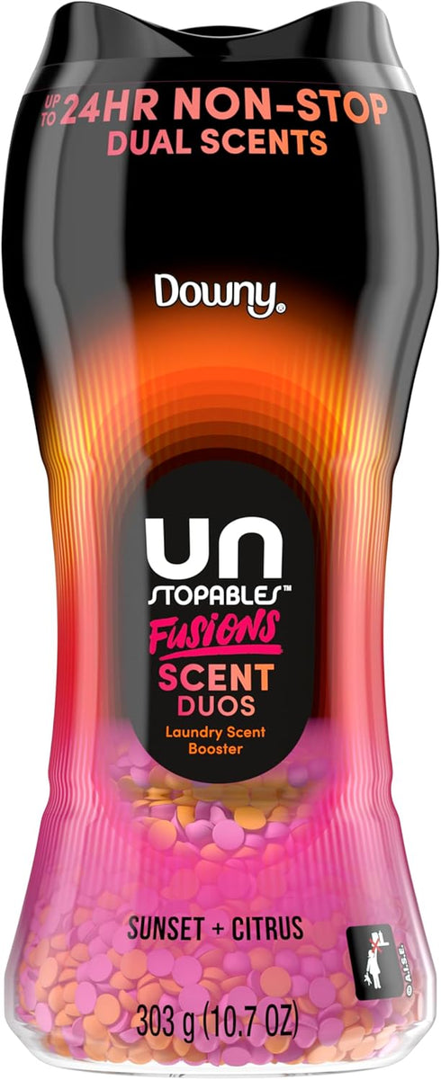 Sunset 10.7 OZ, 24hr 2 1 Downy Unstopables Fusions Scent Duos Laundry Scent Booster Beads, and Citrus Scent, non-stop