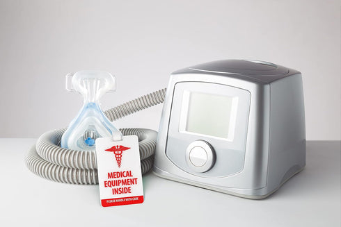 White Vertical Luggage Tag for Respiratory Devices