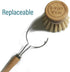 Wooden Dish Brush Made of Bamboo Wood and Natural Bristle, Includes 5 Replacement Brush Heads, Kitchen Scrubber