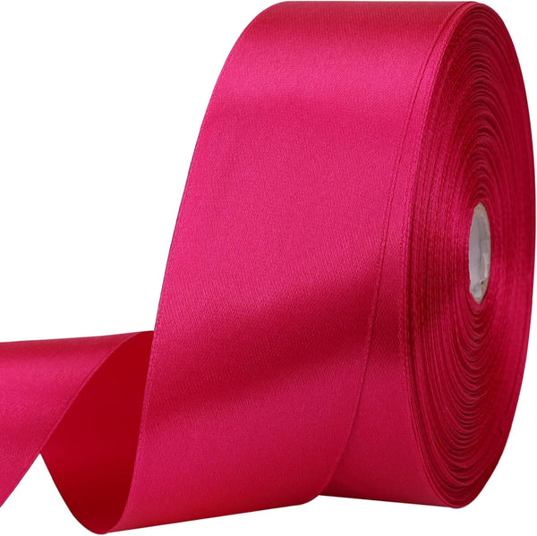 1-1/2 Inch 50 Yard Rose Red Satin Ribbon for Gift Wrapping, Wedding, Crafts, Christmas, Easter, Floral, Invitation