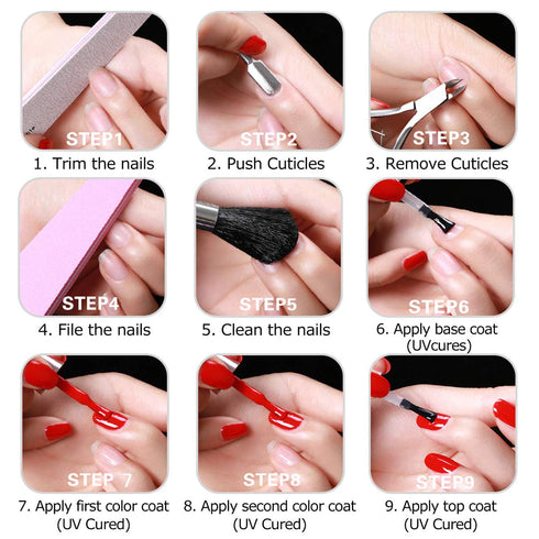 senvenski Color Changing Gel Nail Polish Kit, UV/LED Soak Off Nail Art Set with Glitter Colors