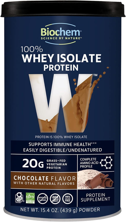 Biochem Whey Protein Powder, 20g Protein for Muscle Support, Chocolate, 15.4 oz