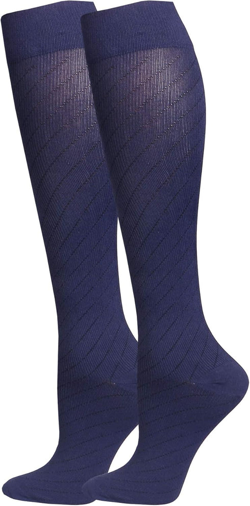 NuVein Knee High Compression Socks, Medical Grade 15-20 mmHg for Leg Circulation, Large, Navy, 1 Pair for Men and Women