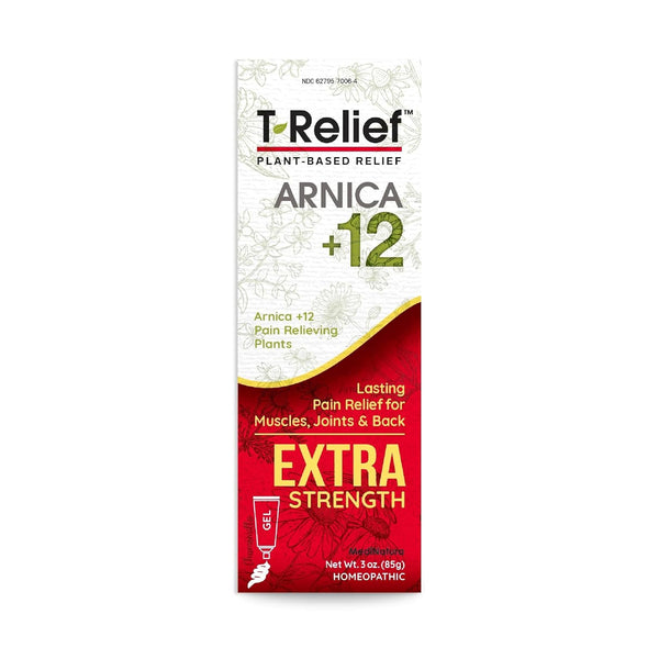 MediNatura T-Relief Extra Strength Gel, Arnica +12 Natural Relieving Actives for Back Pain, 3 oz.