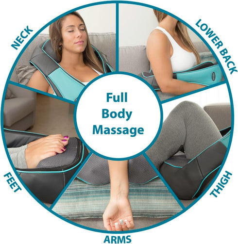 InvoSpa Deep Kneading Neck and Back Massager with Heat - Electric Full Body Relaxation Pillow