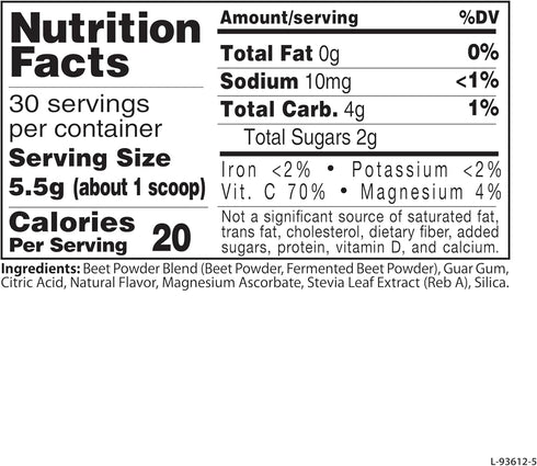 Nature Fuel Power Beets - Super Concentrated Non-GMO Beet Juice Powder, 30 Servings