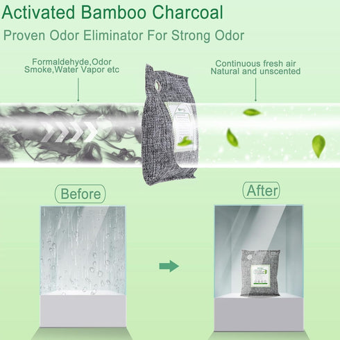 12 x 100g Activated Charcoal Odor Absorber | Nature Fresh Bamboo Charcoal Air Purifying Bag for Home, Closet, Car