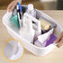 Cleaning Supply Caddy - Divided Tote Basket Bin with Handle for Bathroom, Kitchen, Garden, 2 Pack, White