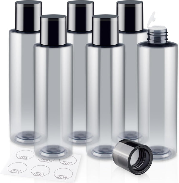 ZEJIA 200ML/6.8OZ Travel Size Toiletries, 6 Pack Plastic Travel Bottles, Double Leak Proof Containers for Shampoo Lotion
