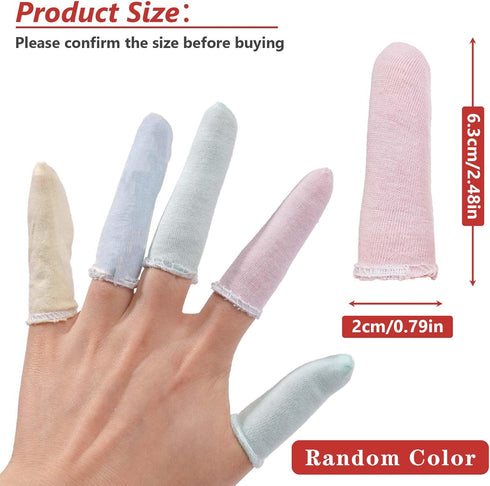 100 Pcs Finger Cots by EORTA | Cotton Material with Elasticity | Comfortable, Breathable, Reusable, Random Color