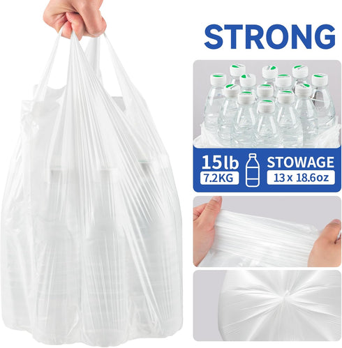 Pets,2.6 200 Count Small Trash Bags with Handles - Ocean Plastic Upcycling - Plastic Garbage Bags, Can Bin & Waste