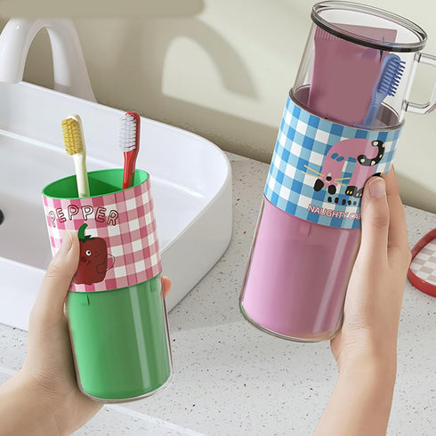 Luyismer Portable Mouthwash Cup Multipurpose Mouth Rinse Drinking Compact Toothbrush Holder Storage Box Travel