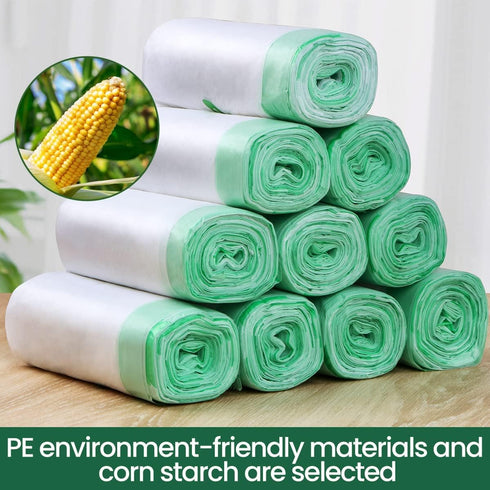 Compostable Trash Bags, 4 Gallon Drawstring, 100 Count, Toughness Unscented Small Garbage Bags for Home Office