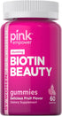PINK Biotin Gummies for Women, 60 Count, Vitamin for Hair, Skin and Nails, Non-GMO & Gluten Free