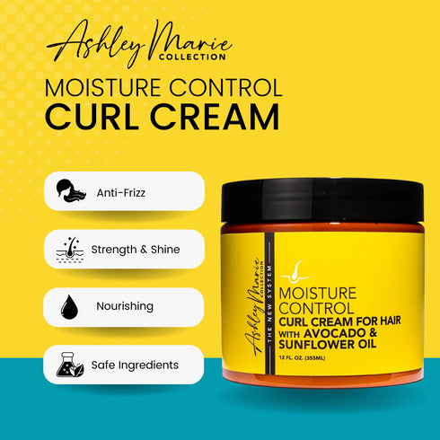 The Hair Diagram - Ashley Marie Moisture Control Curl Cream | Natural Ingredients with Avocado & Sunflower Oil for