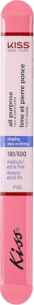Kiss File All Purpose & Smoother - Pack of 6 Files, 180 Medium, 600 Extra Fine for Natural and Artificial Nails