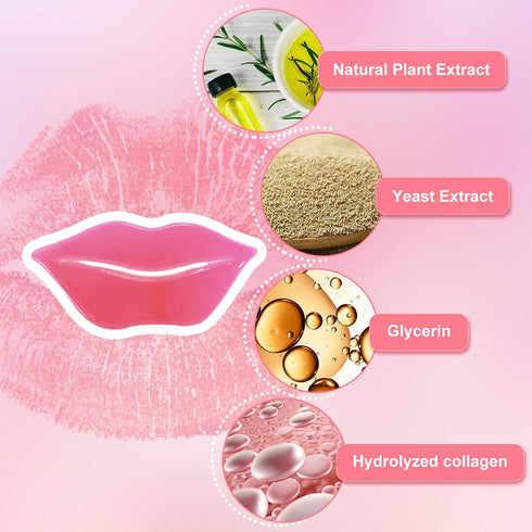 30 PCS Collagen Lip Masks Sheet for Dry Lips, Gel Mask Pack for Moisturizing and Lightening Lip Lines