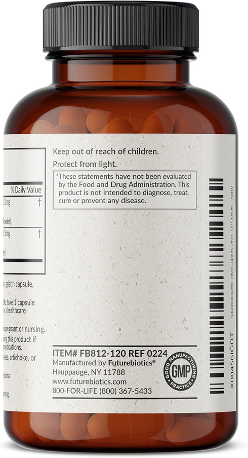 Futurebiotics Milk Thistle & Dandelion Root - Liver Health Support, Antioxidant, 120 Capsules