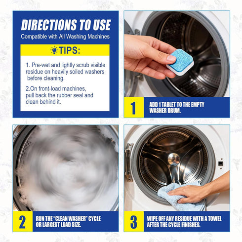 PAPAROTTY 24 Pack (12 Washing Machine Cleaner Tablets - Month Supply) | HE Compatible for Top & Front Load Washers |