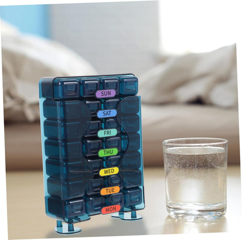 Portable Weekly Medicine Organizer Reusable Pill Case with Compartments Tight Seal Travel-Friendly Compact Storage Box