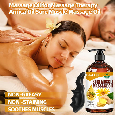 INALIER Sore Muscle Massage Oil,Gift for Husband Dad Boyfriend,Relaxing Massage Oil,Arnica Oil,Massages Oil for Massage